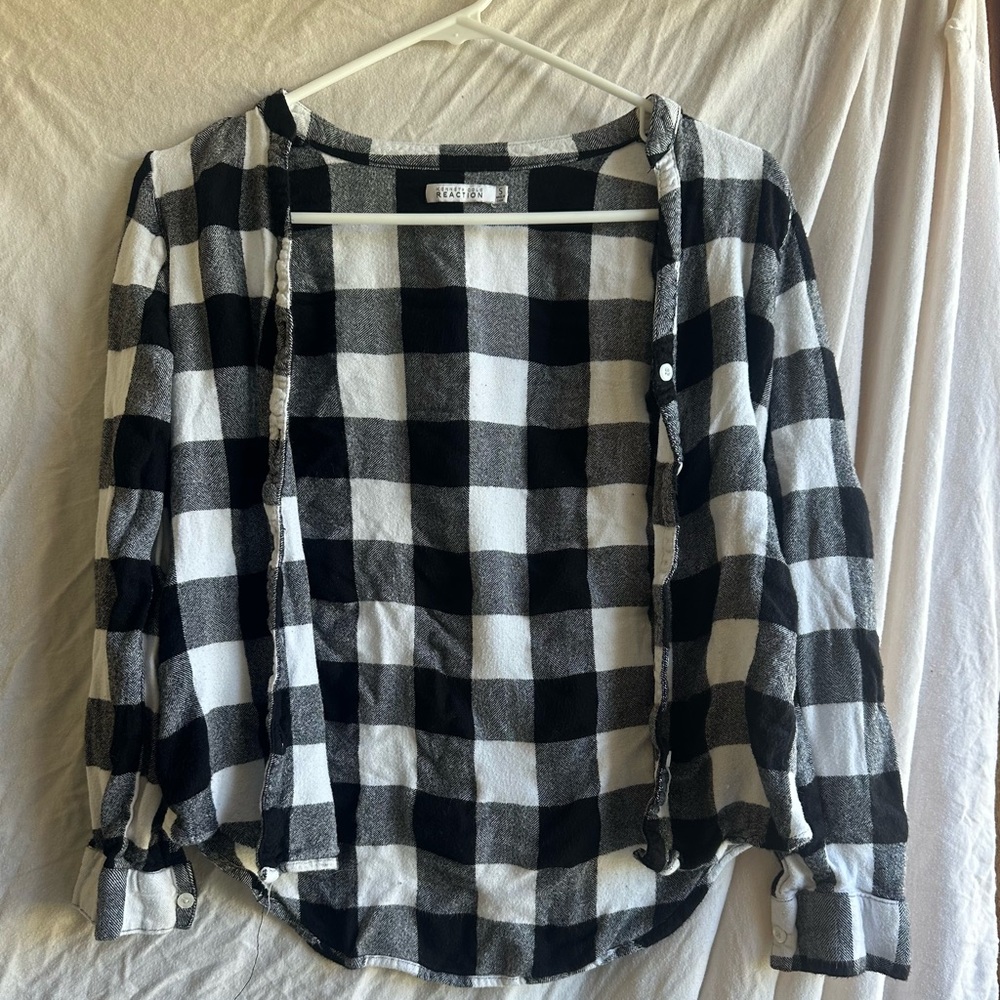 Kenneth Cole Reaction Black and White Plaid Shirt